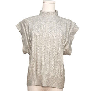 Cupcakes Cashmere Soft Gray Cable Knit Mock Neck Sweater Vest Medium Preppy